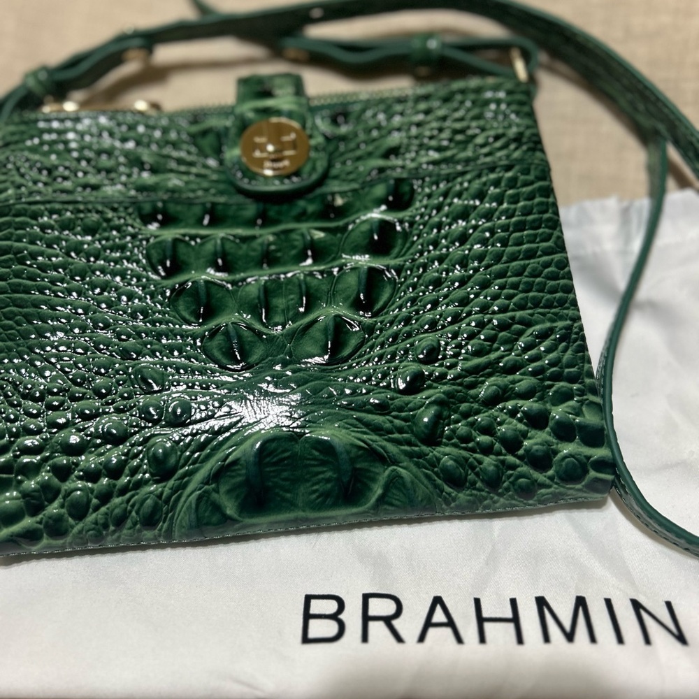 Brahmin Emerald Croc-Embossed Crossbody Bag
Duster Bag not included